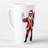 Buff Santa Peace Sign! Ripped Abs & Funny Christma カフェラテマグ (左アングル)