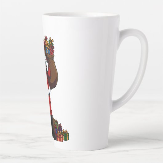 Buff Santa Peace Sign! Ripped Abs & Funny Christma カフェラテマグ (右)