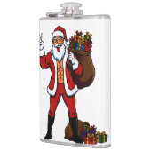 Buff Santa Peace Sign! Ripped Abs & Funny Christma フラスク (左)