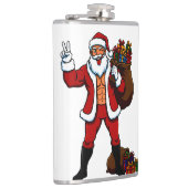 Buff Santa Peace Sign! Ripped Abs & Funny Christma フラスク (右)