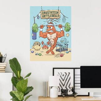 Buff Shrimp Gym Poster – Funny Beach Art ポスター
