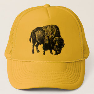 Buffalo American Bison Vintage Wood Engraving キャップ