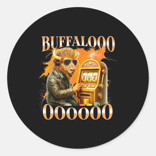 Buffalo Bison Casino Slot Machine Funny Gambling B ラウンドシール (正面)