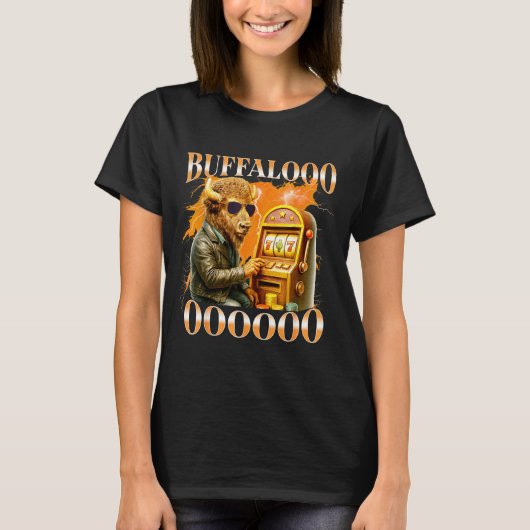 Buffalo Bison Casino Slot Machine Funny Gambling B Tシャツ (正面)
