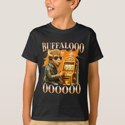 Buffalo Bison Casino Slot Machine Funny Gambling B Tシャツ (正面)
