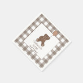 Buffalo Check Brown White Teddy Bear Baby Shower スタンダードカクテルナプキン (角)