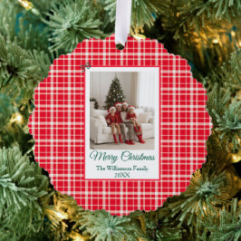 Buffalo Check Style Photo Frame Merry Christmas オーナメントカード