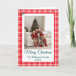 Buffalo Check Style Photo Frame Merry Christmas カード