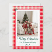 Buffalo Check Style Photo Frame Merry Christmas シーズンカード (正面)