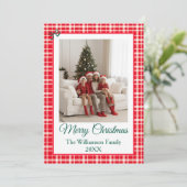 Buffalo Check Style Photo Frame Merry Christmas シーズンカード (スタンド正面)