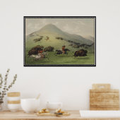 Buffalo Hunt by Native Americans Vintage Poster ポスター (キッチン)
