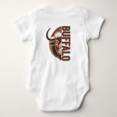 buffalo illustration with typo design ベビーボディスーツ (裏面)