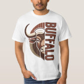 buffalo illustration with typo tee design tシャツ (正面)