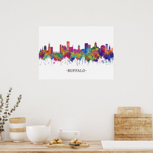 Buffalo New York Skyline ポスター (キッチン)