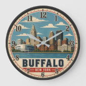 Buffalo New York Skyline ラージ壁時計 (正面)