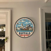 Buffalo New York Skyline ラージ壁時計