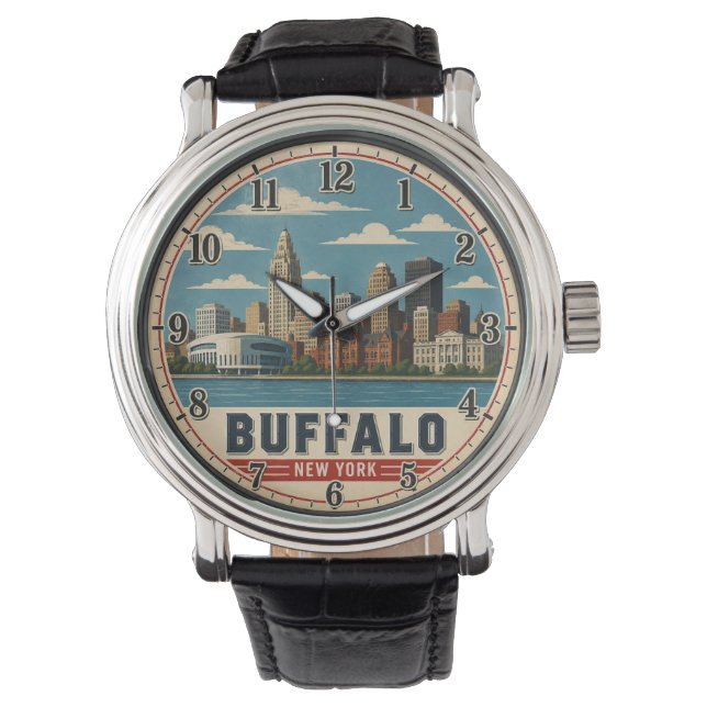 Buffalo New York Skyline 腕時計 (正面)