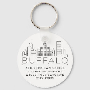 Buffalo、New York Stylized Skyline スローガカスタムン キーホルダー