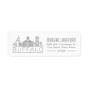 Buffalo、New York Stylized Skyline ラベル