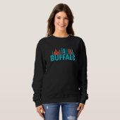 Buffalo New York USA City Skyline Silhouette Outli スウェットシャツ (正面フル)