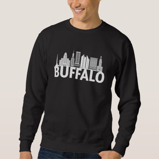 Buffalo New York USA City Skyline Silhouette Outli スウェットシャツ (正面)