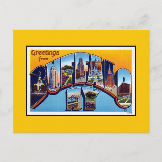 Buffalo NYからのヴィンテージ挨拶 ポストカード (正面)
