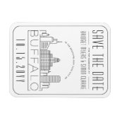 Buffalo NYのス結婚タイル化されたスカイライン日付を保存 マグネット (横)