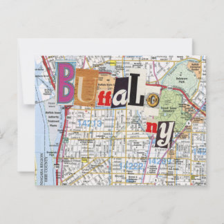 Buffalo NY Mapsコラージポストカード40 ポストカード