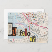 Buffalo NY Mapsコラージュ葉書36 ポストカード (正面/裏面)