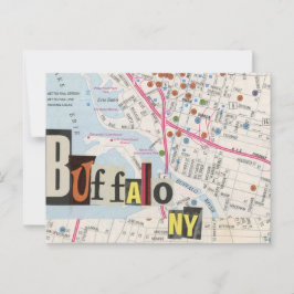 Buffalo NY Mapsコラージュ葉書36 ポストカード