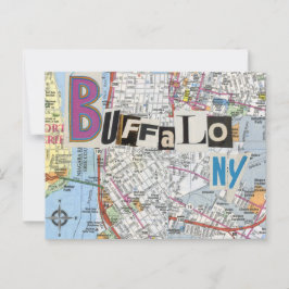 Buffalo NY Mapsコラージュ葉書37 ポストカード