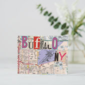 Buffalo NY Mapsコラージュ葉書38 ポストカード (スタンド正面)