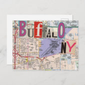 Buffalo NY Mapsコラージュ葉書38 ポストカード (正面/裏面)