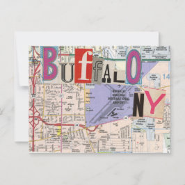 Buffalo NY Mapsコラージュ葉書38 ポストカード