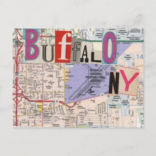 Buffalo NY Mapsコラージュ葉書38 ポストカード (正面)