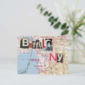 Buffalo NY Mapsコラージュ葉書39 ポストカード (スタンド正面)