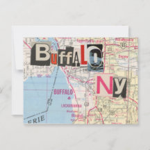 Buffalo NY Mapsコラージュ葉書39