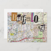 Buffalo NY Mapsコラージュ葉書 ポストカード (正面/裏面)