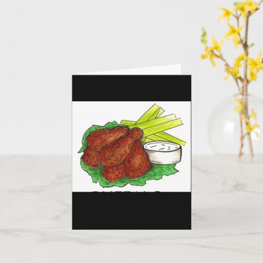 Buffalo Ny New York Hot Bbq Chicken Wings Celery _ カード (黄色い花)