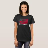 Buffalo NY USA Flag Buffalo Red White & Blue Buffa Tシャツ (正面フル)