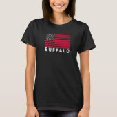 Buffalo NY USA Flag Buffalo Red White & Blue Buffa Tシャツ (正面)