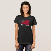 Buffalo NY USA Flag Buffalo Red White & Blue Buffa Tシャツ (正面フル)