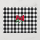 Buffalo Plaid and Red Bow Photo Christmas ポストカード (裏面)