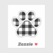 Buffalo Plaid Black and White Paw Print シール (シート)