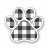 Buffalo Plaid Black and White Paw Print シール (正面)