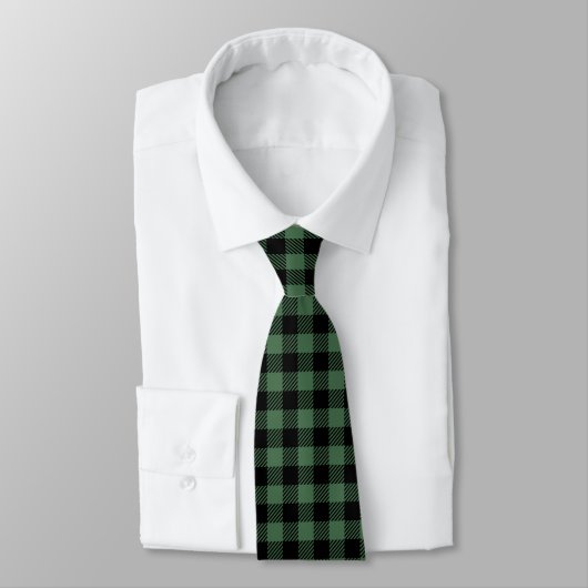 Buffalo Plaid Black Green Fall ネクタイ (タイ)