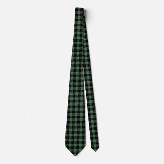 Buffalo Plaid Black Green Fall ネクタイ (正面)