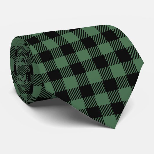 Buffalo Plaid Black Green Fall ネクタイ (ロール)