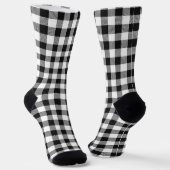 Buffalo Plaid Black White Classic Holiday Fun ソックス (傾斜あり)