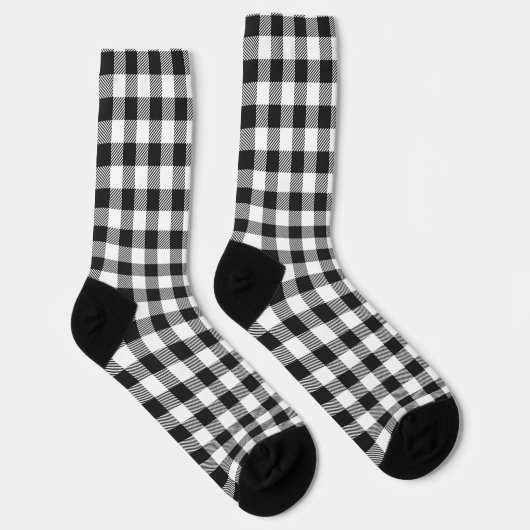Buffalo Plaid Black White Classic Holiday Fun ソックス (右)